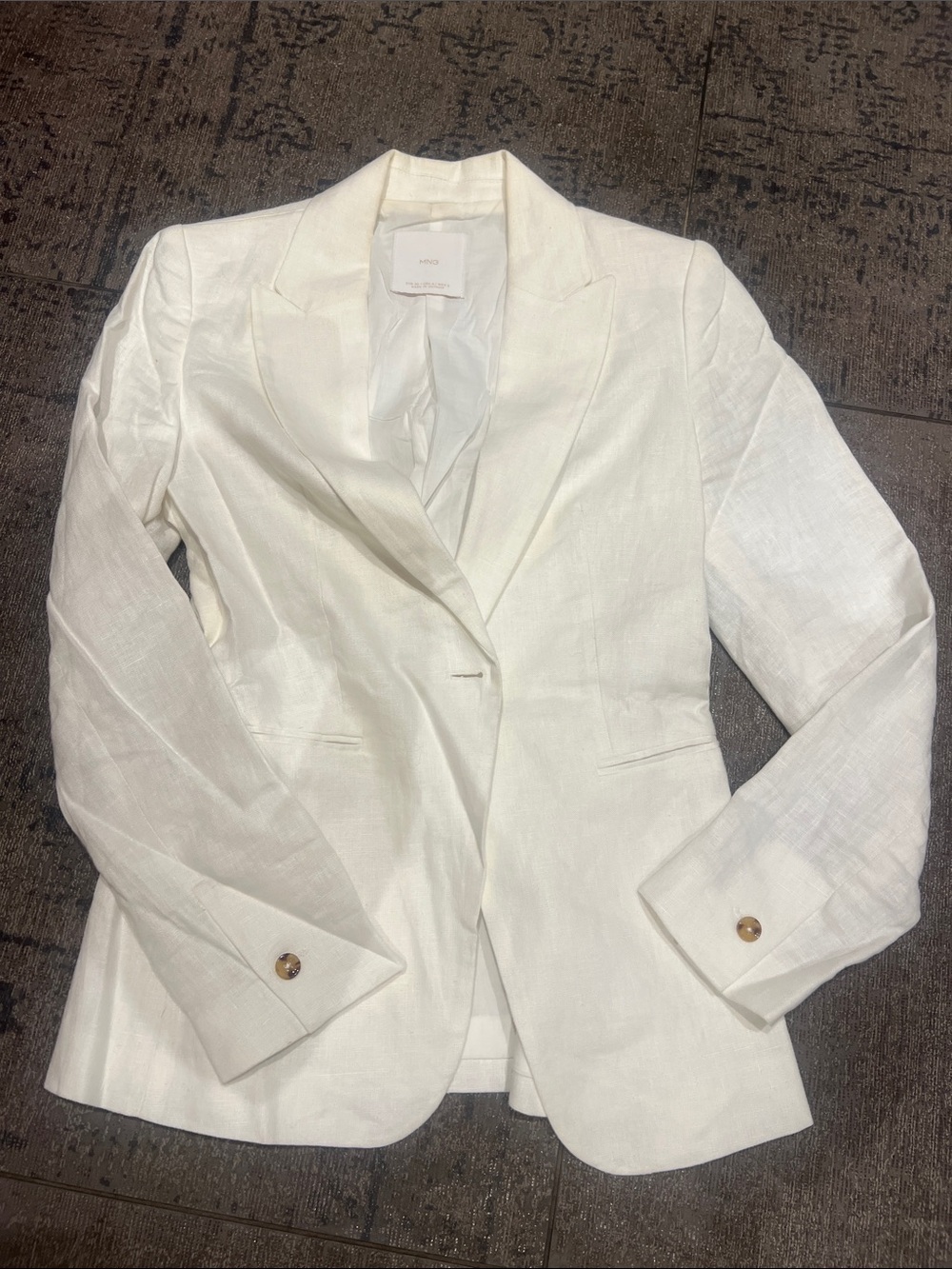 Mango Women's White Linen Blazer Jacket size 4